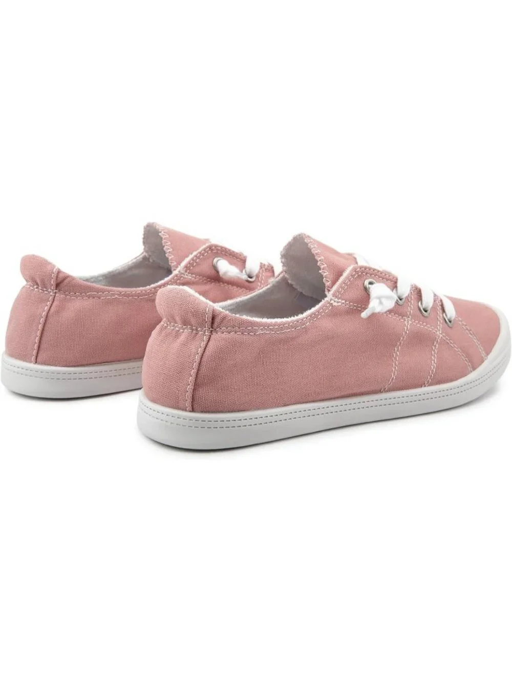 Women's Pink Canvas Low Top Casual Classic Non Slip Rubber Outsole Flat Sneakers
